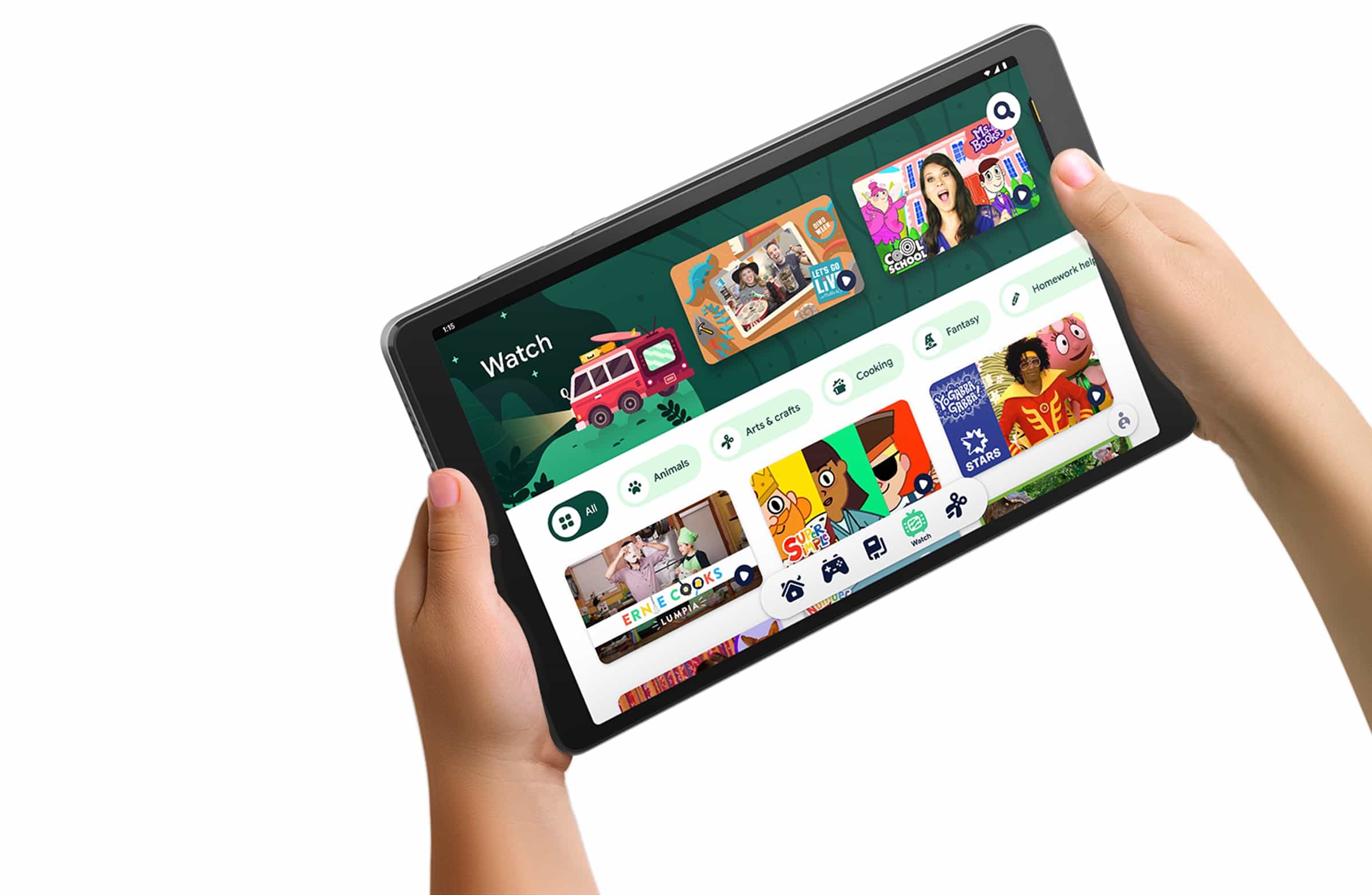 【新聞照片5】lenovo Tab M8（第4代）兒童模式內建google Kids Space，提供超過1萬款經由師長認證的遊戲。